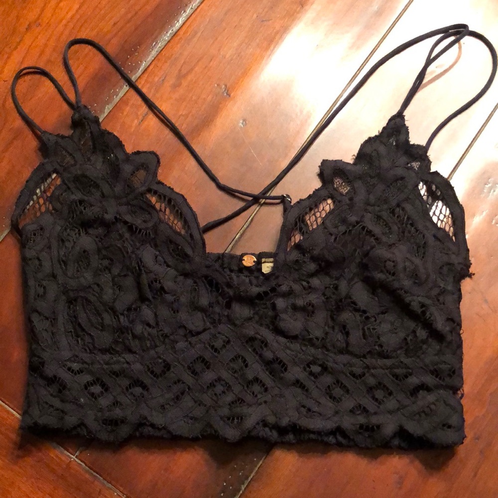 Free People Lined Black Lace Bralette Size M